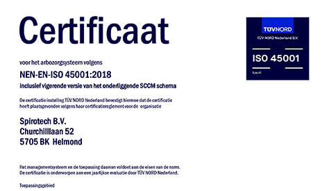Spirotech ISO 45001 - TUV Certificato