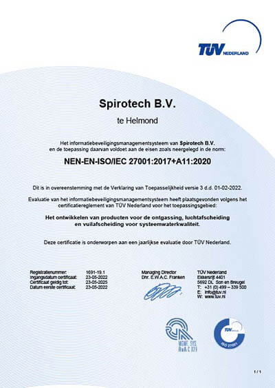TUV Certificato ISO 27001 - Spirotech